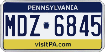 PA license plate MDZ6845