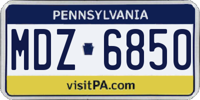 PA license plate MDZ6850