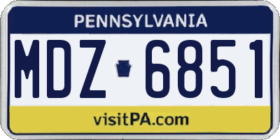 PA license plate MDZ6851