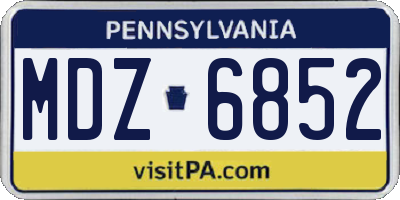 PA license plate MDZ6852