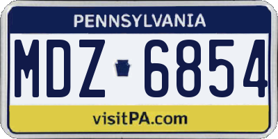 PA license plate MDZ6854