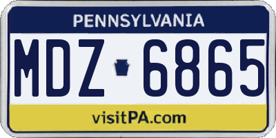 PA license plate MDZ6865