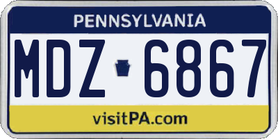 PA license plate MDZ6867