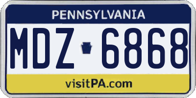 PA license plate MDZ6868