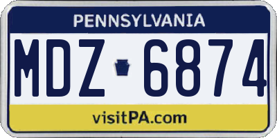 PA license plate MDZ6874