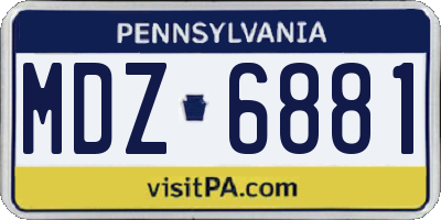 PA license plate MDZ6881