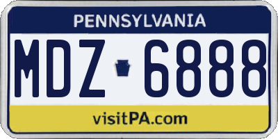 PA license plate MDZ6888