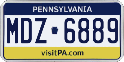 PA license plate MDZ6889