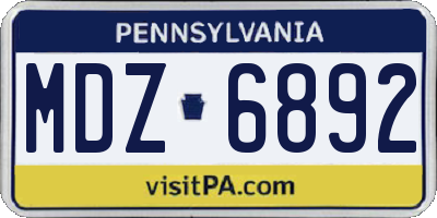 PA license plate MDZ6892