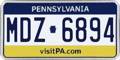 PA license plate MDZ6894