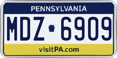 PA license plate MDZ6909