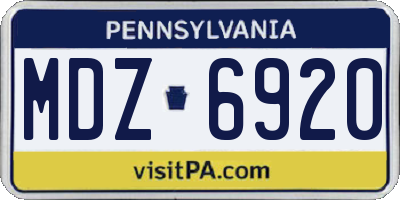 PA license plate MDZ6920