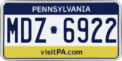 PA license plate MDZ6922
