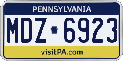 PA license plate MDZ6923