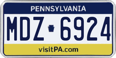 PA license plate MDZ6924