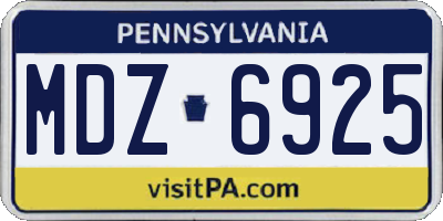 PA license plate MDZ6925