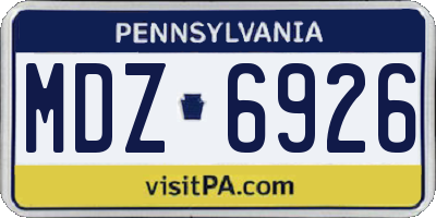 PA license plate MDZ6926