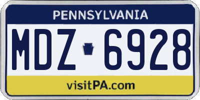 PA license plate MDZ6928