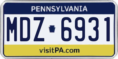 PA license plate MDZ6931