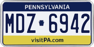 PA license plate MDZ6942