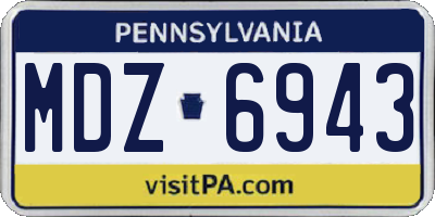 PA license plate MDZ6943