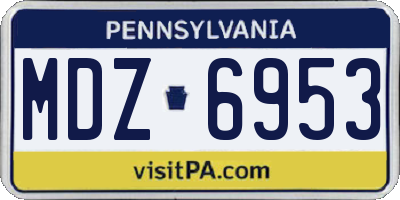 PA license plate MDZ6953