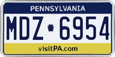 PA license plate MDZ6954