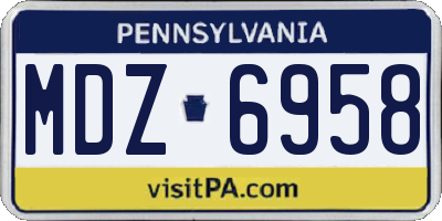 PA license plate MDZ6958