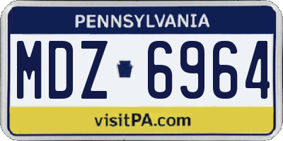 PA license plate MDZ6964