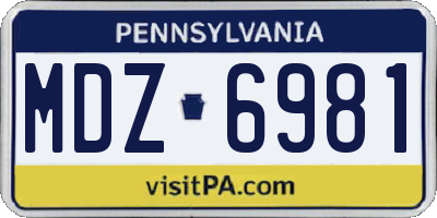 PA license plate MDZ6981