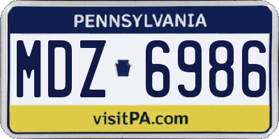 PA license plate MDZ6986