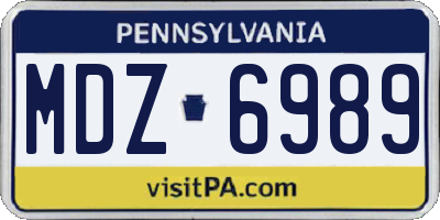 PA license plate MDZ6989