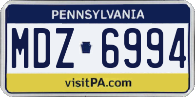 PA license plate MDZ6994