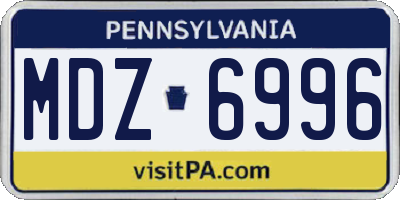 PA license plate MDZ6996