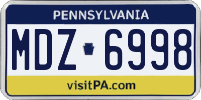 PA license plate MDZ6998
