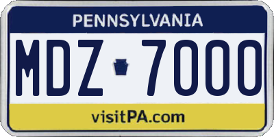 PA license plate MDZ7000