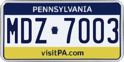 PA license plate MDZ7003