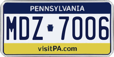PA license plate MDZ7006