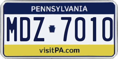 PA license plate MDZ7010
