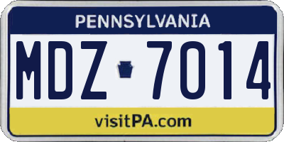 PA license plate MDZ7014