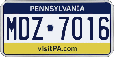 PA license plate MDZ7016