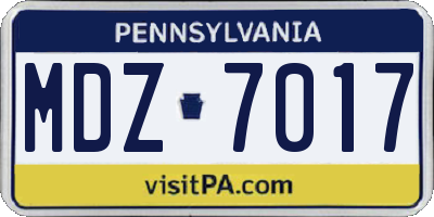 PA license plate MDZ7017