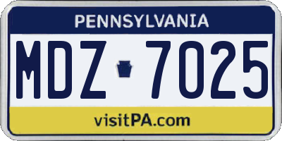PA license plate MDZ7025