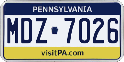 PA license plate MDZ7026