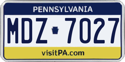 PA license plate MDZ7027