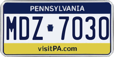PA license plate MDZ7030