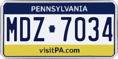 PA license plate MDZ7034