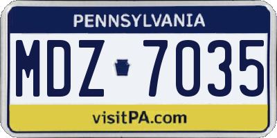 PA license plate MDZ7035
