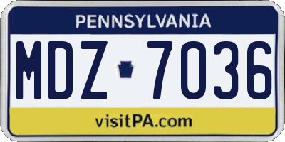 PA license plate MDZ7036