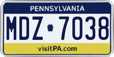 PA license plate MDZ7038